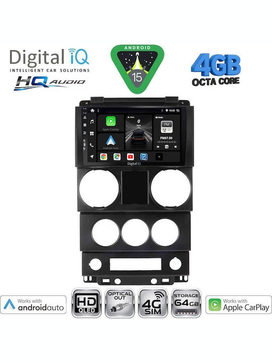 Digital IQ Car Audio System for Jeep Wrangler 2006-2011 Bluetooth USB WiFi GPS Apple CarPlay Android Auto with 9" Touch Screen