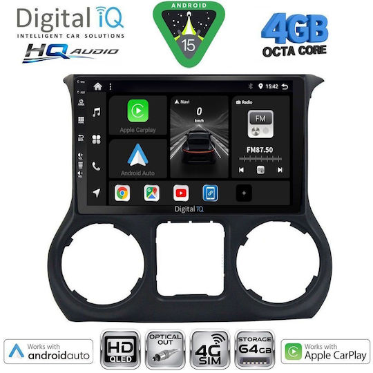 Digital IQ Car Audio System for Jeep Wrangler 2011-2014 (Bluetooth/USB/WiFi/GPS/Apple CarPlay/Android Auto) with 10" Touch Screen