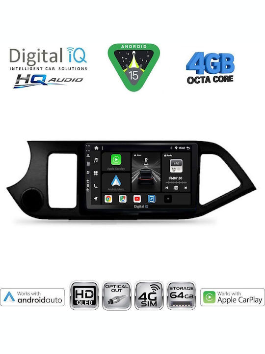 Digital IQ Car Audio System for Kia Picanto 2011-2017 (Bluetooth/USB/WiFi/GPS/Apple CarPlay/Android Auto) with 9" Touch Screen