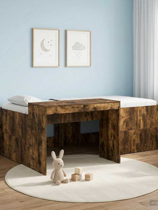 Kids Single Bed with Desk Brown for Mattress 90...
