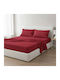 Olia Home Σετ Σεντόνια Διπλά 200x260εκ. Κόκκινα (4τμχ)