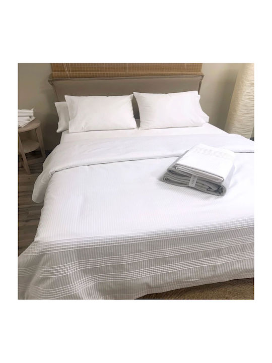Kentia Cotton Satin Duvet Cover Set 260x240cm King Size with 2 Pillowcases Orama White