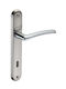 Koulikidis Middle Door Lever with Plate Z26076 Pair (Distance Between Centers 75mm) Nickel