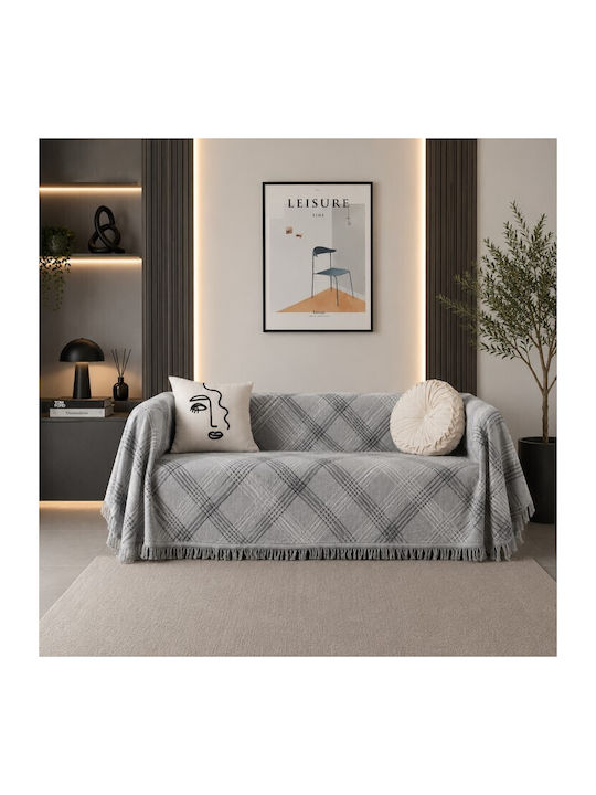 ForHome Leopardo Σετ Ριχτάρια 3τμχ Chenille Γκρι