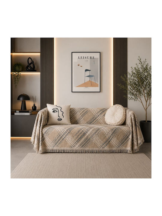 ForHome Leopardo Σετ Ριχτάρια 3τμχ Chenille Μπεζ
