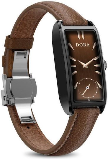 Dora T Amoled Display 1.13 Inch Ip68 Waterproof Women's Smartwatch Supports Health Monitoring Dark Brown Black