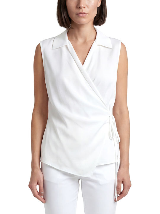 Twenty 29 Twenty 29 Damen Bluse Satin Ärmellose Weiße