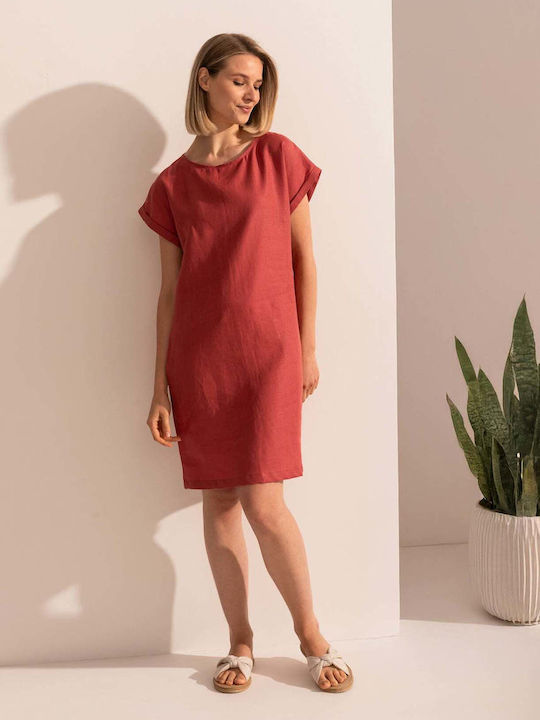 Sofiaman Καλοκαιρινό Mini Φόρεμα Terracotta