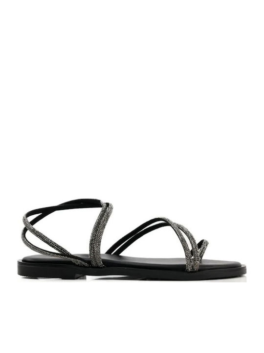 Leather Women's Flat Sandals Black