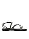 Leather Women's Flat Sandals Black