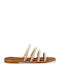 Leather Women's Flat Sandals Beige