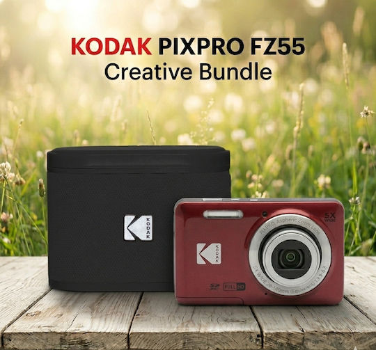 Pixpro FZ55 Compact Φωτογραφική Μηχανή 16MP Οπτικού Ζουμ 5x Κόκκινη + Kodak SoundBrix Speaker Black