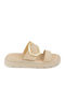 Leather Women's Flat Sandals Flatforms Beige