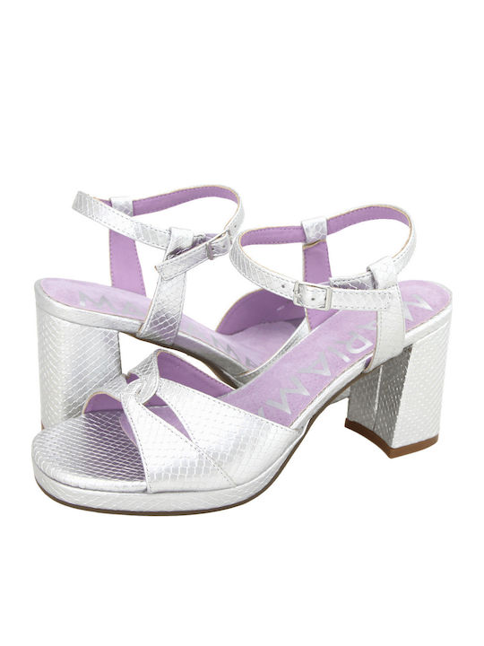Damen Sandalen Silber Leder