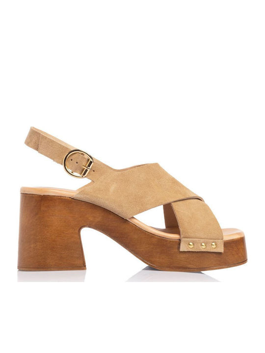 Sante Δερμάτινα Πέδιλα Μπεζ