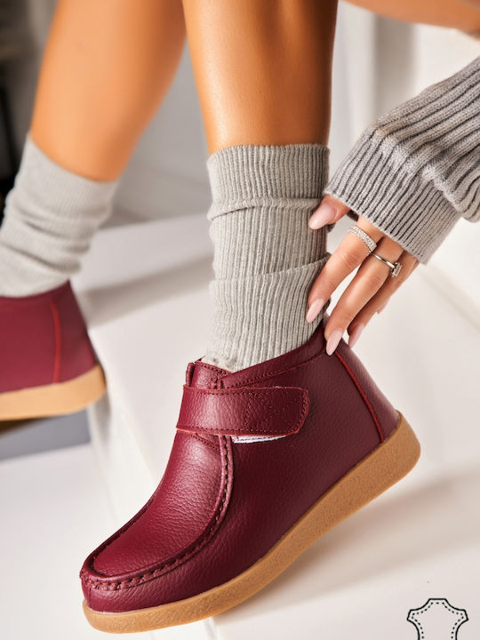 Botinelli Ghete De Piele Dama Burgundy