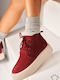 Wildleder Stiefeletten Damen Burgundisch