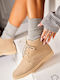 Wildleder Damen Stiefeletten Beige