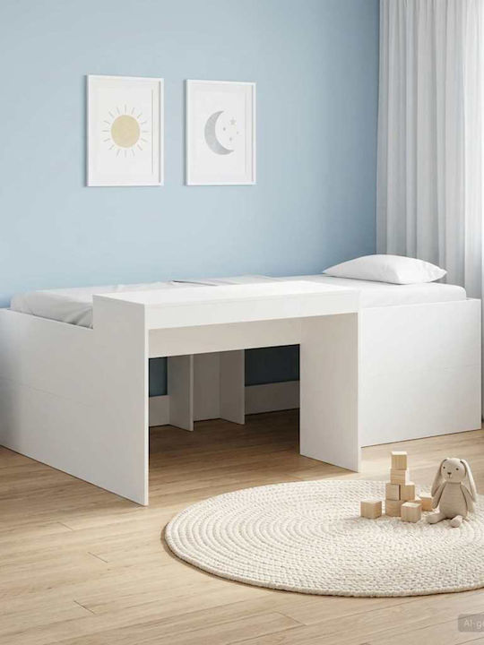 Kids Single Bed with Desk White for Mattress 80...