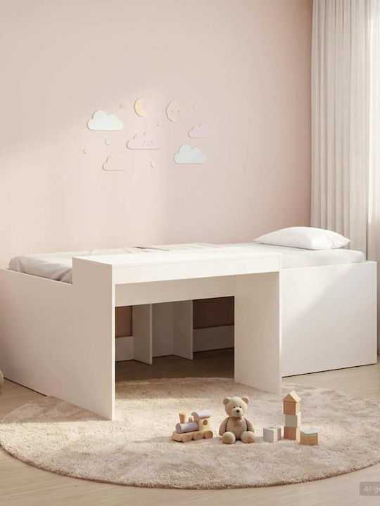 Kids Single Bed with Desk White for Mattress 98...