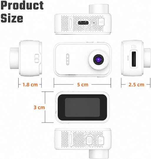 Mini FDF2 128GB Action Camera Full HD 1080p with White Screen