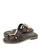 Nivet Leather Women's Flat Sandals Brown