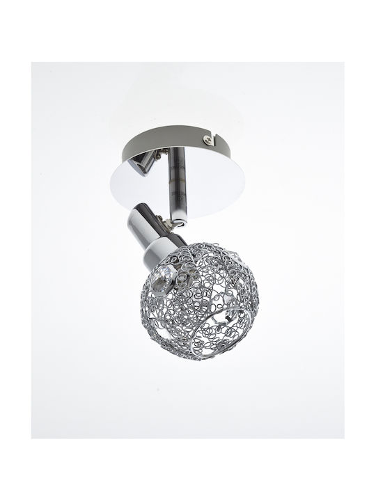Gallis Strass Single Spot with G9 Lamp Adapter in Silver Colour