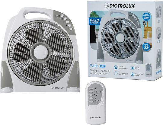 DictroLux Επιτραπέζιος Ανεμιστήρας 50W Διαμέτρου 33cm με Τηλεχειριστήριο Γκρι