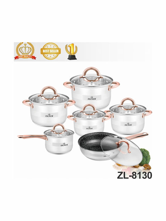 Zilner Set Vase de Gătit din Oțel Inoxidabil 12 Piese