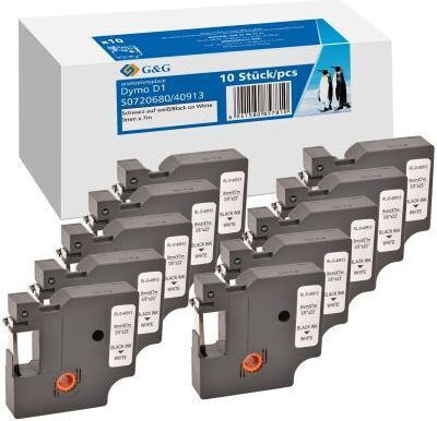 G&G Label Maker Tape 1m x 9mm in White Colour Compatible with Dymo D1