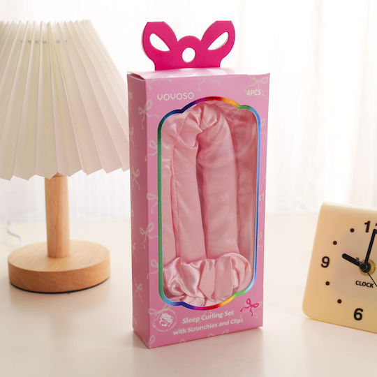 Bowknot Series – Set Of 4 Hair Scrunchies Curl Clips Without Heat