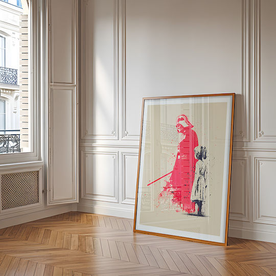 Poster Star Wars Darth Vader Banksy Art Mv304 40cm X 50cm Κορνίζα Καφέ Ξύλου
