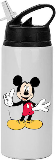 Παγούρι Mickey Mouse 600ml Λευκό Μαύρο Καπάκι