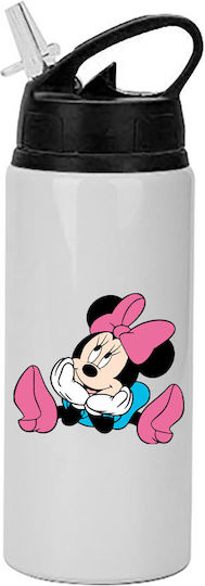 Sticlă Pentru Copii Mickey Mouse 600ml Alb Negru Capac