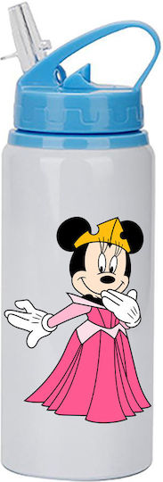 Kinder Trinkflasche Mickey Mouse 600ml Weiß Blau Deckel