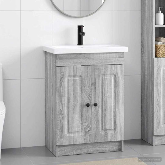 vidaXL Плот с Мивка 78.5x37.5x81см Сив