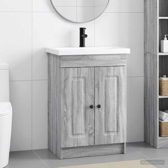 vidaXL Πάγκος με Νιπτήρα Μ56xΒ37.5xΥ81cm Γκρι Sonoma