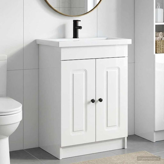 vidaXL Badezimmer Waschtisch-Einheit mit Waschbecken M78.5xB37.5xH81cm Weiß