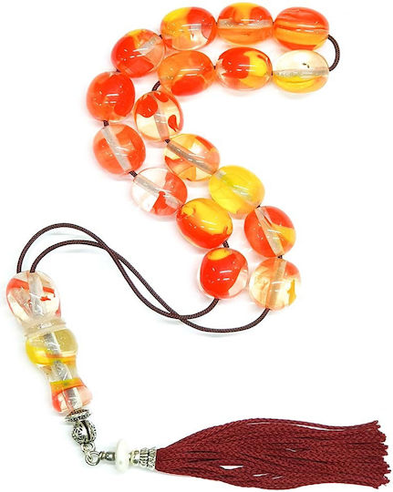 Roloi Komboloi Worry Beads with 17 Beads Made of Resin Length 34cm Multicolour