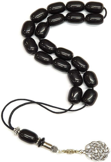 Roloi Komboloi Worry Beads with 19 Beads Made of Resin Length 32cm Black