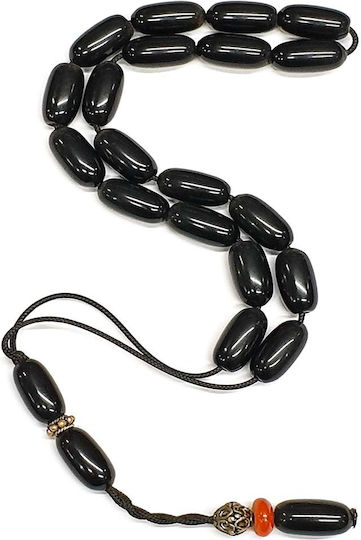 Roloi Komboloi Worry Beads with 19 Beads Made of Resin Length 34cm Black