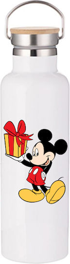 Μπουκάλι Θερμός Mickey Mouse 750ml Bamboo Λευκό