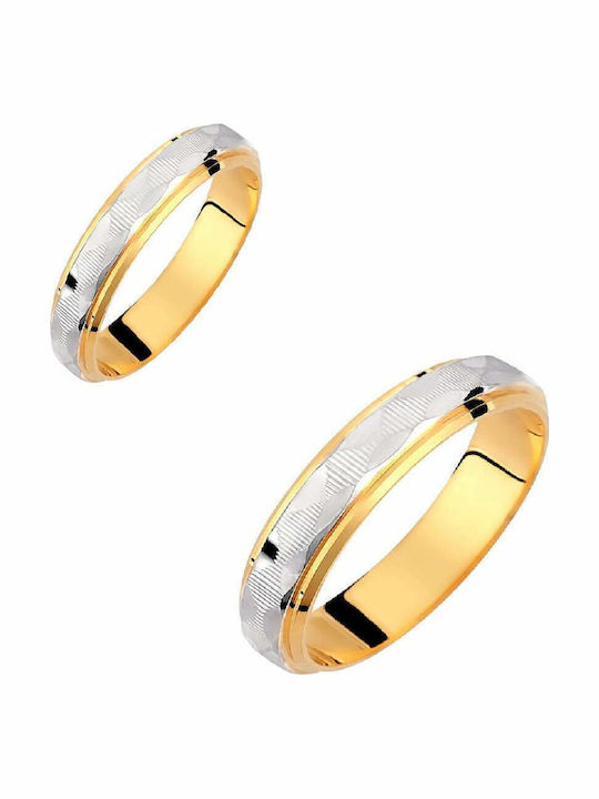Ioannis Kosmima Bicolour 9K Wedding Rings Set