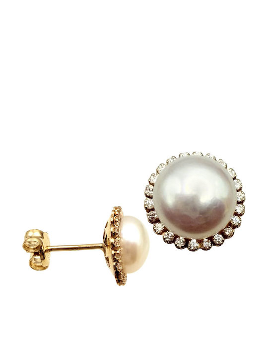 Kontopoulos Earrings Gold 9K with Stones & Pearls