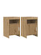 Metal Bedside Tables With Brown Glass Surface 2 Pieces 40x36x60cm