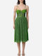 Summer Dress for Wedding and Christening Satin with Lace Green