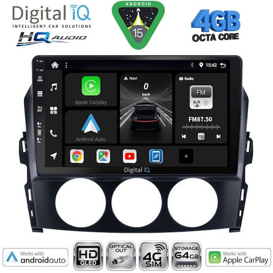 Digital IQ Car Audio System for Mazda MX-5 2005-2015 (Bluetooth/USB/WiFi/GPS/Apple CarPlay/Android Auto) with 9" Touch Screen