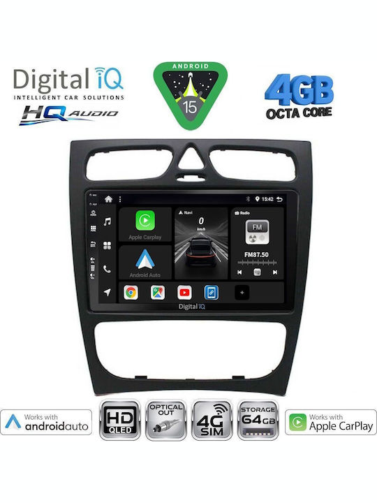 Digital IQ Car Audio System for Mercedes-Benz C Class 1999-2004 (Bluetooth/USB/WiFi/GPS/Apple CarPlay/Android Auto) with 9" Touch Screen