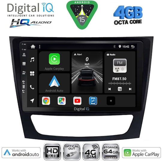 Digital IQ Car Audio System for Mercedes-Benz E Class / CLS Class 2003-2009 Bluetooth USB WiFi GPS Apple CarPlay Android Auto with 9" Touch Screen