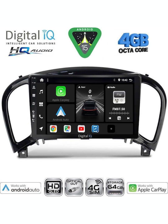 Digital IQ Car Audio System for Nissan Juke 2009-2020 Bluetooth USB WiFi GPS Apple CarPlay Android Auto with 9" Touch Screen